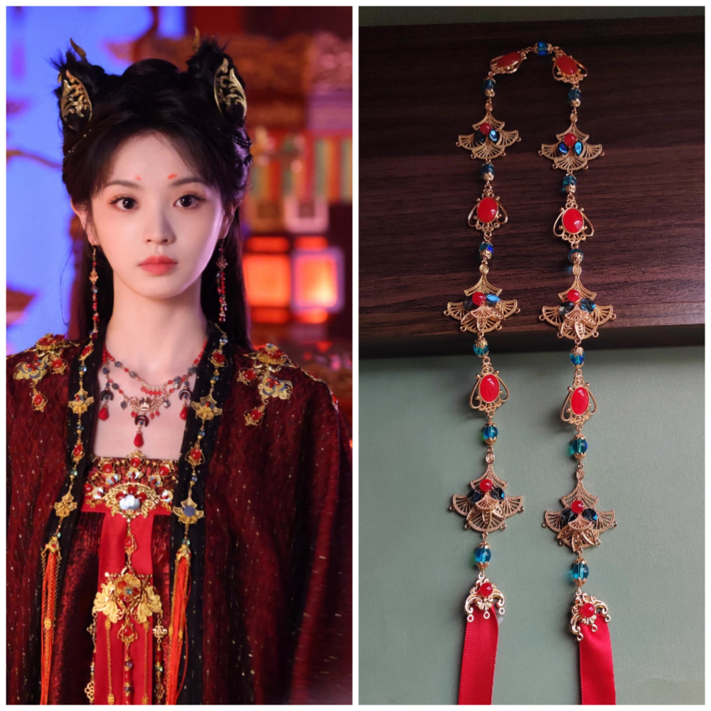 Moonlit Reunion Zi Ye Gui Drama Actress Cat Officer Snake Officer Hanfu Accessory Hair Tiara Hair Stick Combs Head Piece Necklace Earrings Tian QiWei