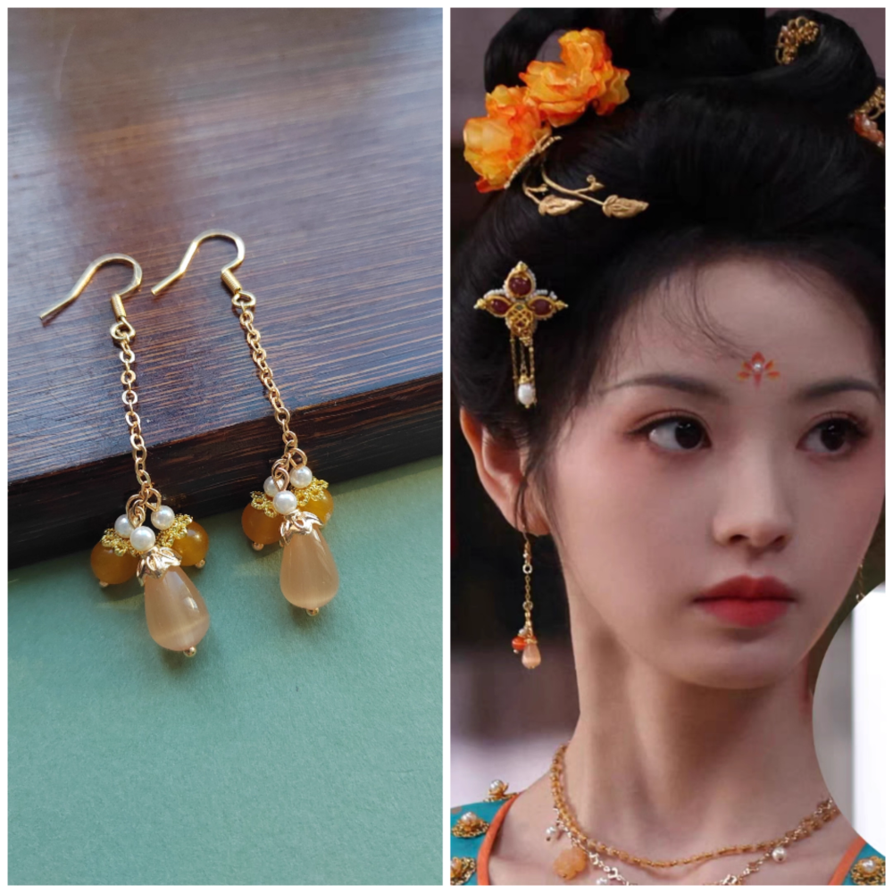 Moonlit Reunion Zi Ye Gui Drama Actress Cat Officer Snake Officer Hanfu Accessory Hair Tiara Hair Stick Combs Head Piece Necklace Earrings Tian QiWei