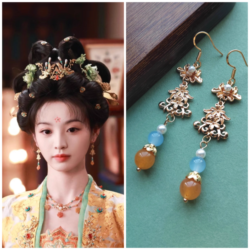 Moonlit Reunion Zi Ye Gui Drama Actress Cat Officer Snake Officer Hanfu Accessory Hair Tiara Hair Stick Combs Head Piece Necklace Earrings Tian QiWei