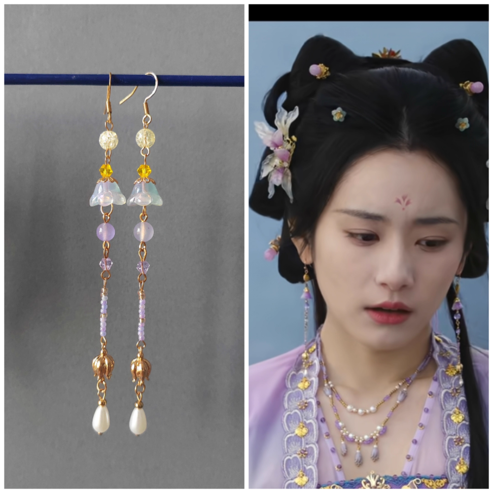 Moonlit Reunion Zi Ye Gui Drama Actress Cat Officer Snake Officer Hanfu Accessory Hair Tiara Hair Stick Combs Head Piece Necklace Earrings Tian QiWei