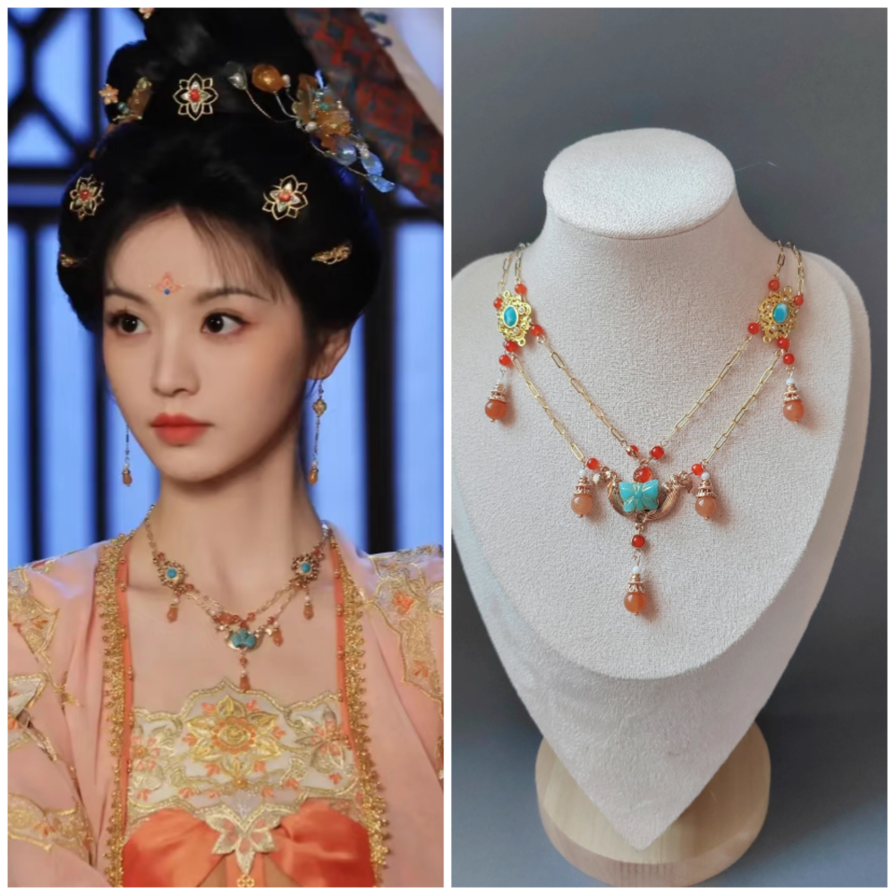 Moonlit Reunion Zi Ye Gui Drama Actress Cat Officer Snake Officer Hanfu Accessory Hair Tiara Hair Stick Combs Head Piece Necklace Earrings Tian QiWei