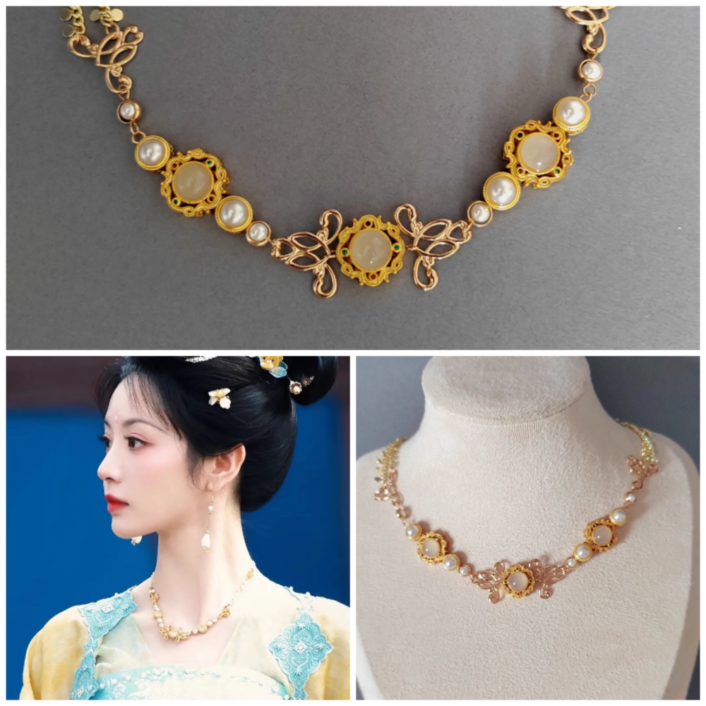 Moonlit Reunion Zi Ye Gui Drama Actress Cat Officer Snake Officer Hanfu Accessory Hair Tiara Hair Stick Combs Head Piece Necklace Earrings Tian QiWei