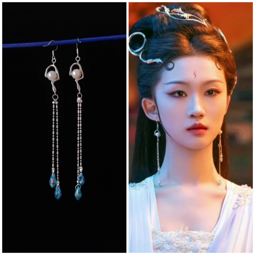 Moonlit Reunion Zi Ye Gui Drama Actress Cat Officer Snake Officer Hanfu Accessory Hair Tiara Hair Stick Combs Head Piece Necklace Earrings Tian QiWei