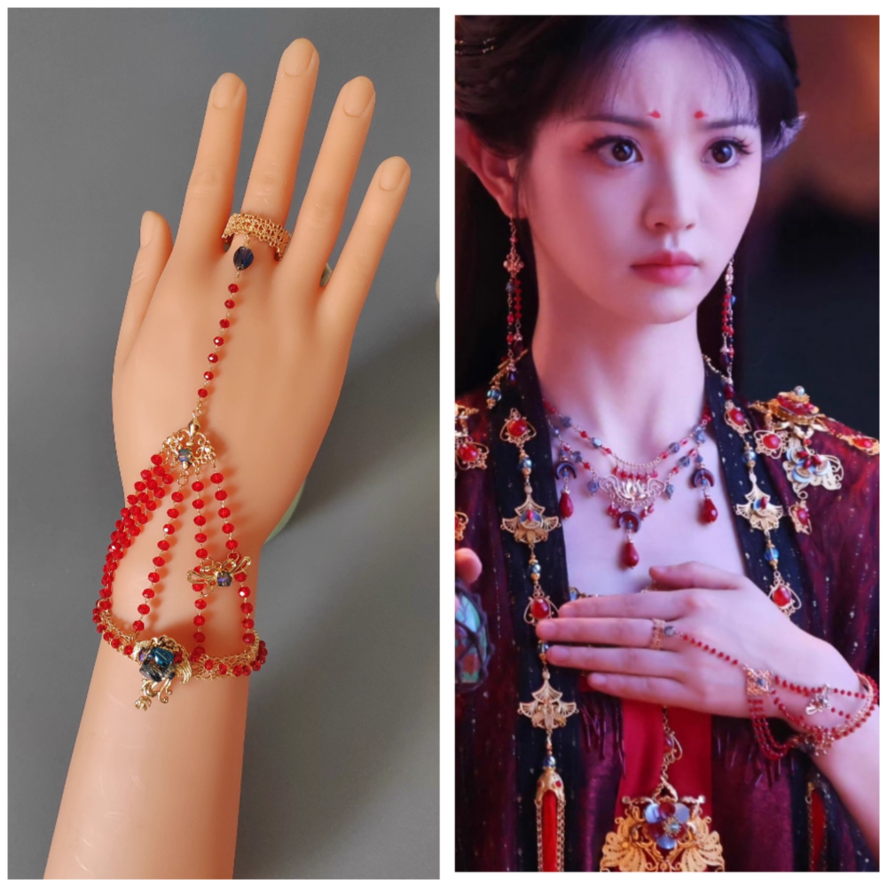 Moonlit Reunion Zi Ye Gui Drama Actress Cat Officer Snake Officer Hanfu Accessory Hair Tiara Hair Stick Combs Head Piece Necklace Earrings Tian QiWei