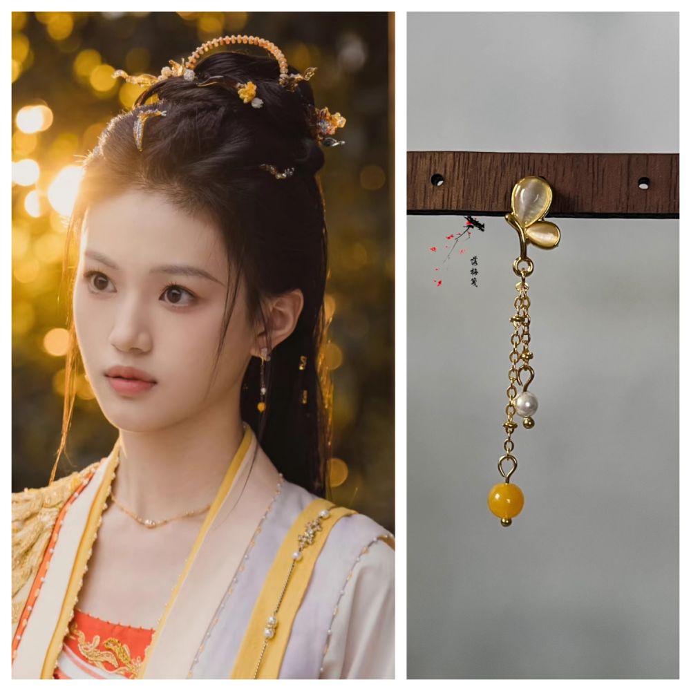 Chao Xue Lu New Drama Actress Li LanDi Princess Hanfu Hair Accessory Set Hair Sticks Combs Hair Jewelry Earrings Necklace Full Set Hanfu Clothing Accessory