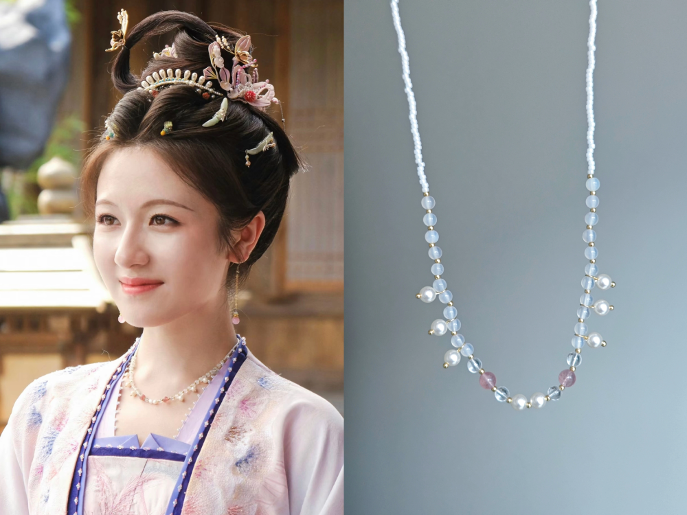 Chao Xue Lu New Drama Actress Li LanDi Princess Hanfu Hair Accessory Set Hair Sticks Combs Hair Jewelry Earrings Necklace Full Set Hanfu Clothing Accessory