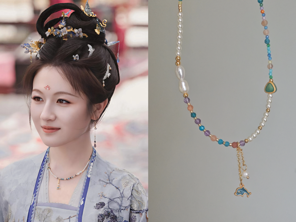Chao Xue Lu New Drama Actress Li LanDi Princess Hanfu Hair Accessory Set Hair Sticks Combs Hair Jewelry Earrings Necklace Full Set Hanfu Clothing Accessory