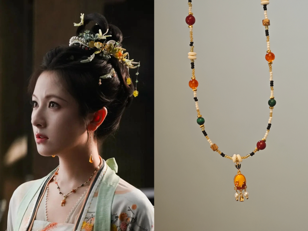 Chao Xue Lu New Drama Actress Li LanDi Princess Hanfu Hair Accessory Set Hair Sticks Combs Hair Jewelry Earrings Necklace Full Set Hanfu Clothing Accessory