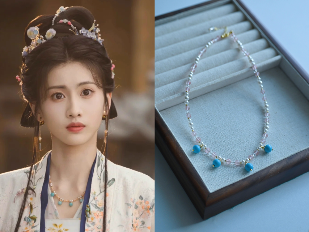 Chao Xue Lu New Drama Actress Li LanDi Princess Hanfu Hair Accessory Set Hair Sticks Combs Hair Jewelry Earrings Necklace Full Set Hanfu Clothing Accessory