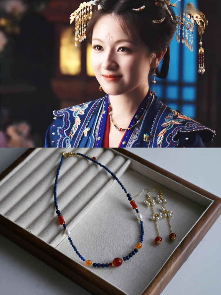 Chao Xue Lu New Drama Actress Li LanDi Princess Hanfu Hair Accessory Set Hair Sticks Combs Hair Jewelry Earrings Necklace Full Set Hanfu Clothing Accessory