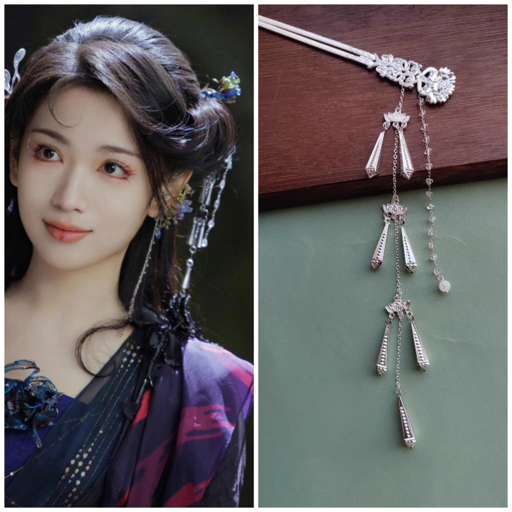 Ancient Chinese Fairy Sword Drama Moonlight Mystique Same Design Hair Accessory Original Resin 3D Printed Head Jewelry Female Hanfu Costume Headpiece Bai Yue Fan Xing BaiLu Fairy Hair Jewelry and Costume