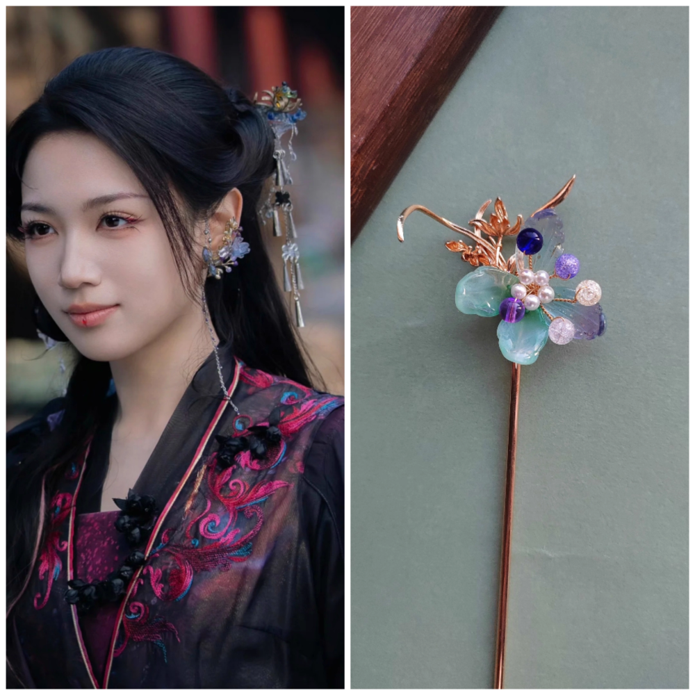 Ancient Chinese Fairy Sword Drama Moonlight Mystique Same Design Hair Accessory Original Resin 3D Printed Head Jewelry Female Hanfu Costume Headpiece Bai Yue Fan Xing BaiLu Fairy Hair Jewelry and Costume