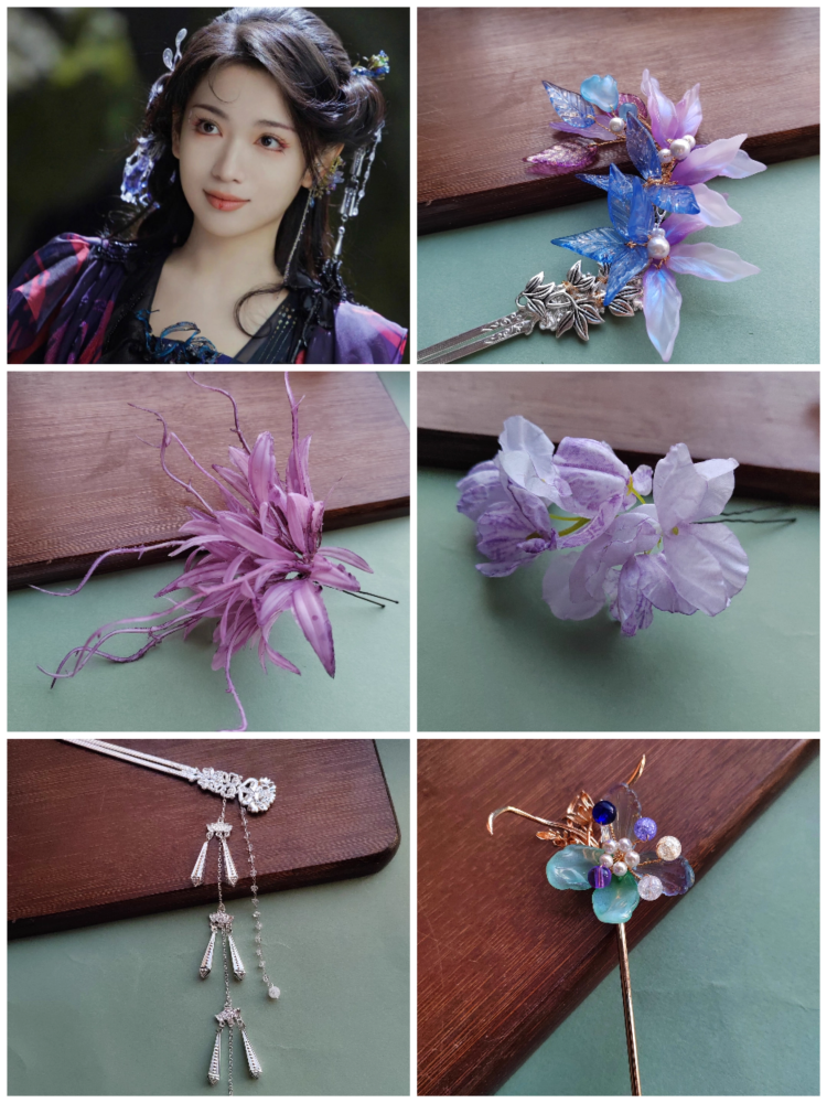 Ancient Chinese Fairy Sword Drama Moonlight Mystique Same Design Hair Accessory Original Resin 3D Printed Head Jewelry Female Hanfu Costume Headpiece Bai Yue Fan Xing BaiLu Fairy Hair Jewelry and Costume