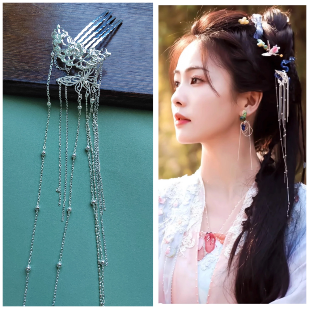 Ancient Chinese Fairy Sword Drama Moonlight Mystique Same Design Hair Accessory Original Resin 3D Printed Head Jewelry Female Hanfu Costume Headpiece Bai Yue Fan Xing BaiLu Fairy Hair Jewelry and Costume