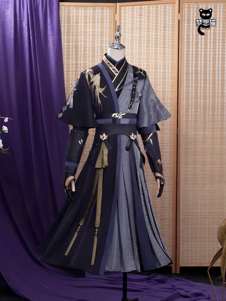 Ancient Chinese Dynasty Mobile Game Ashes of the Kingdom Male Female Cosplay Hanfu Full Set with Accessories and Hair Piece Outfit