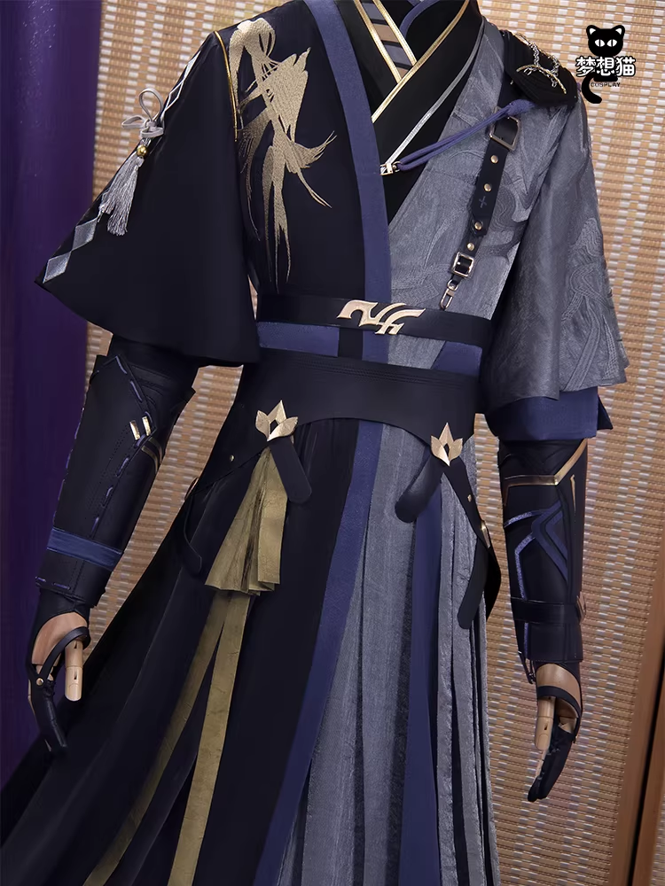 Ancient Chinese Dynasty Mobile Game Ashes of the Kingdom Male Female Cosplay Hanfu Full Set with Accessories and Hair Piece Outfit