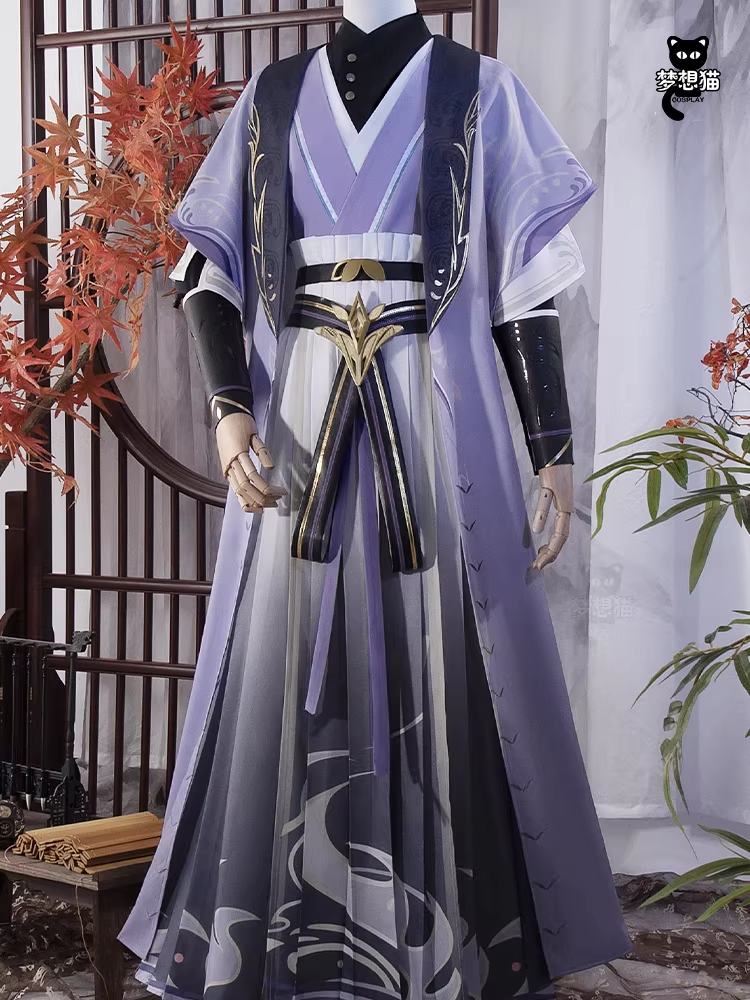 Ancient Chinese Dynasty Mobile Game Ashes of the Kingdom Male Female Cosplay Hanfu Full Set with Accessories and Hair Piece Outfit