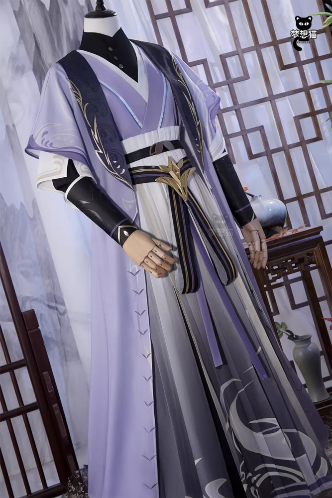 Ancient Chinese Dynasty Mobile Game Ashes of the Kingdom Male Female Cosplay Hanfu Full Set with Accessories and Hair Piece Outfit
