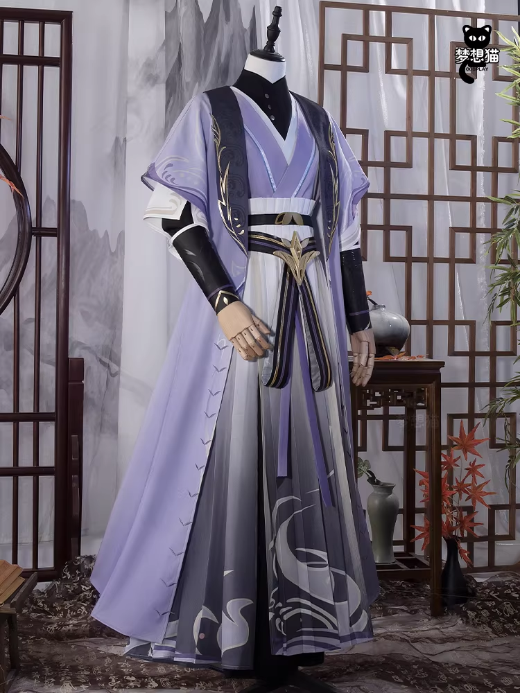 Ancient Chinese Dynasty Mobile Game Ashes of the Kingdom Male Female Cosplay Hanfu Full Set with Accessories and Hair Piece Outfit