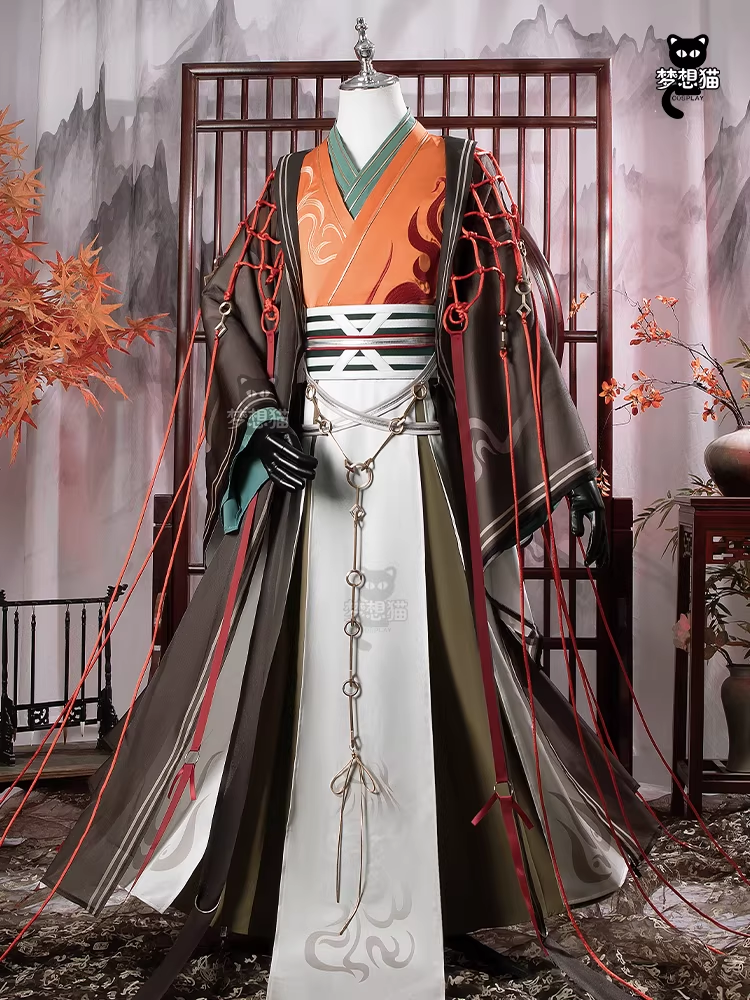 Ancient Chinese Dynasty Mobile Game Ashes of the Kingdom Male Female Cosplay Hanfu Full Set with Accessories and Hair Piece Outfit