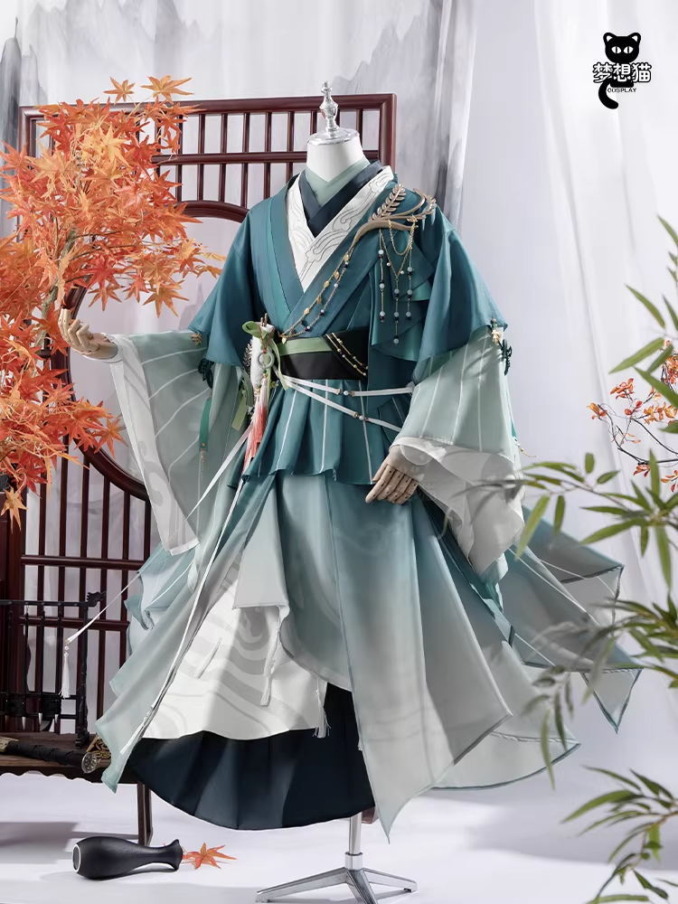 Ancient Chinese Dynasty Mobile Game Ashes of the Kingdom Male Female Cosplay Hanfu Full Set with Accessories and Hair Piece Outfit
