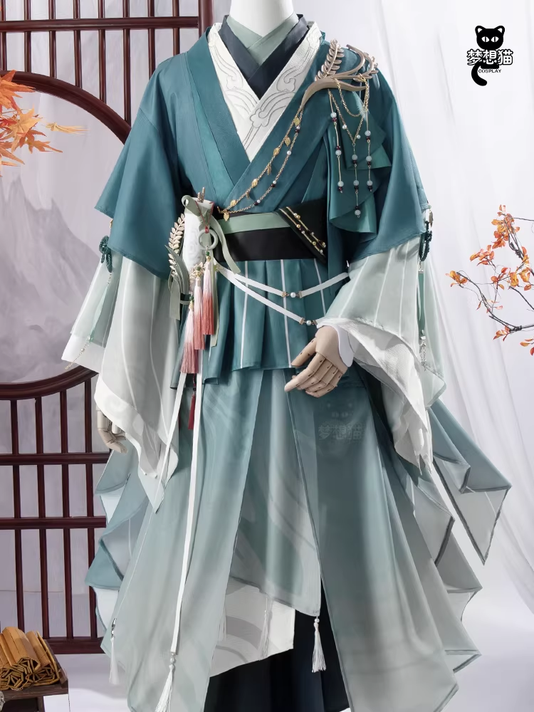 Ancient Chinese Dynasty Mobile Game Ashes of the Kingdom Male Female Cosplay Hanfu Full Set with Accessories and Hair Piece Outfit