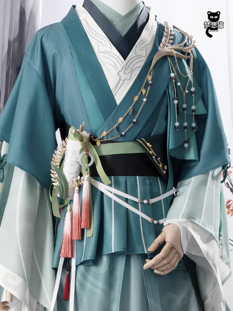 Ancient Chinese Dynasty Mobile Game Ashes of the Kingdom Male Female Cosplay Hanfu Full Set with Accessories and Hair Piece Outfit