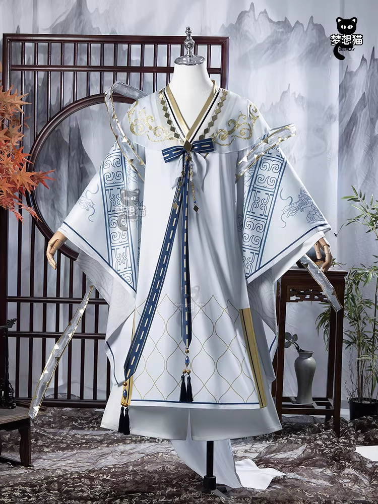 Ancient Chinese Dynasty Mobile Game Ashes of the Kingdom Male Female Cosplay Hanfu Full Set with Accessories and Hair Piece Outfit