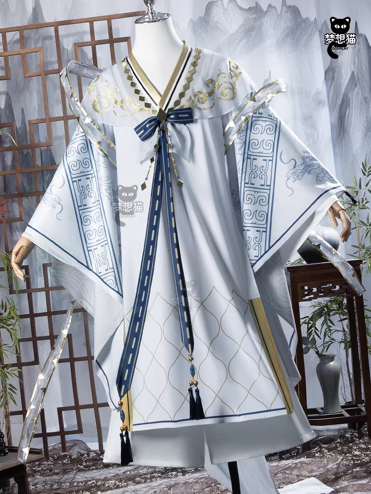 Ancient Chinese Dynasty Mobile Game Ashes of the Kingdom Male Female Cosplay Hanfu Full Set with Accessories and Hair Piece Outfit