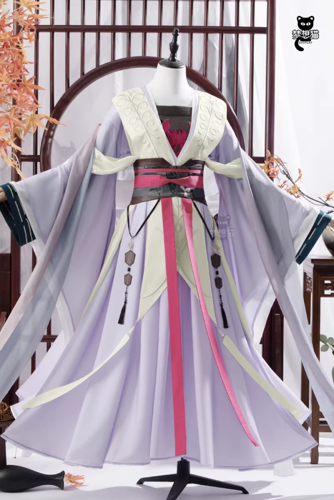 Ancient Chinese Dynasty Mobile Game Ashes of the Kingdom Male Female Cosplay Hanfu Full Set with Accessories and Hair Piece Outfit
