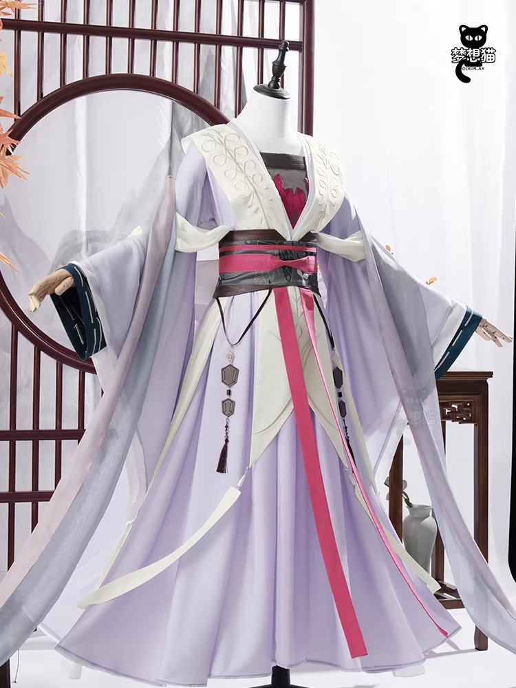 Ancient Chinese Dynasty Mobile Game Ashes of the Kingdom Male Female Cosplay Hanfu Full Set with Accessories and Hair Piece Outfit