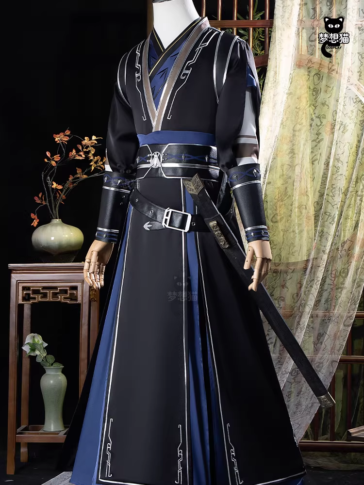 Ancient Chinese Dynasty Mobile Game Ashes of the Kingdom Male Female Cosplay Hanfu Full Set with Accessories and Hair Piece Outfit