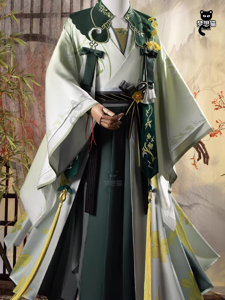 Ancient Chinese Dynasty Mobile Game Ashes of the Kingdom Male Female Cosplay Hanfu Full Set with Accessories and Hair Piece Outfit