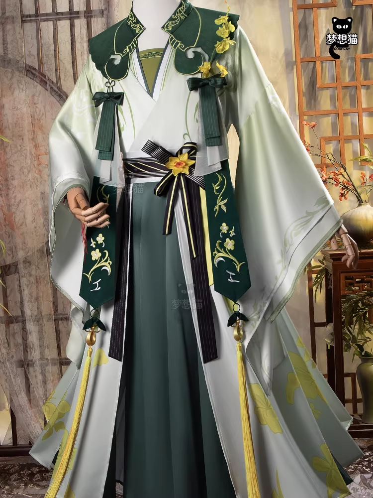 Ancient Chinese Dynasty Mobile Game Ashes of the Kingdom Male Female Cosplay Hanfu Full Set with Accessories and Hair Piece Outfit
