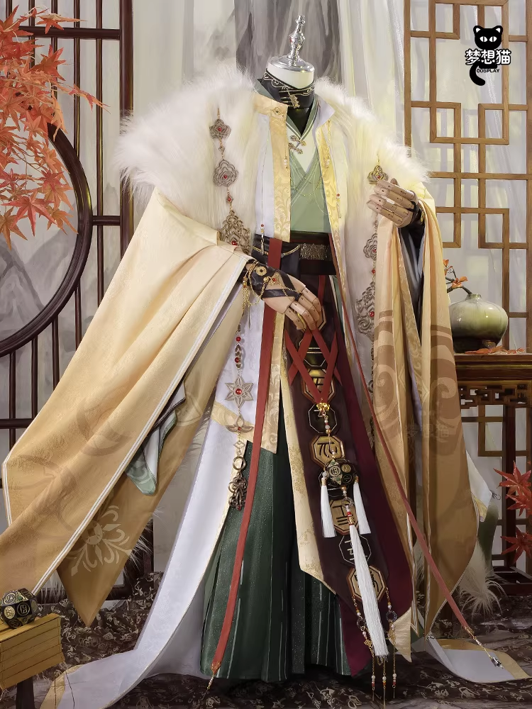 Ancient Chinese Dynasty Mobile Game Ashes of the Kingdom Male Female Cosplay Hanfu Full Set with Accessories and Hair Piece Outfit