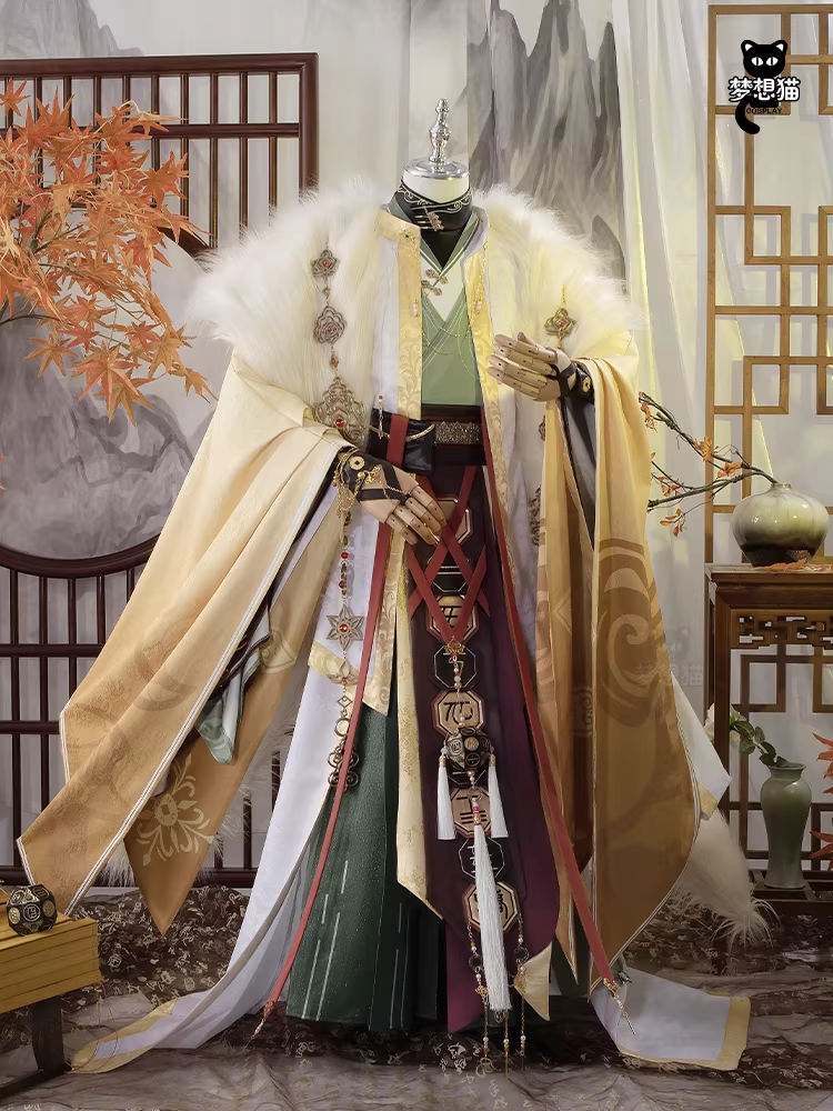 Ancient Chinese Dynasty Mobile Game Ashes of the Kingdom Male Female Cosplay Hanfu Full Set with Accessories and Hair Piece Outfit