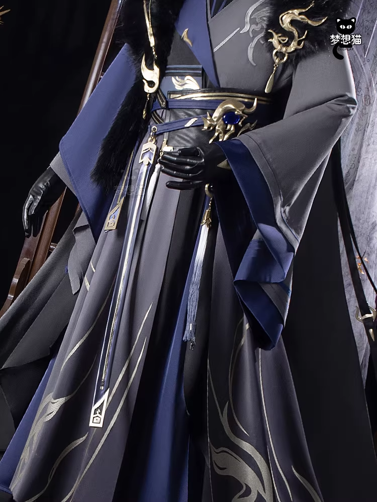 Ancient Chinese Dynasty Mobile Game Ashes of the Kingdom Male Female Cosplay Hanfu Full Set with Accessories and Hair Piece Outfit