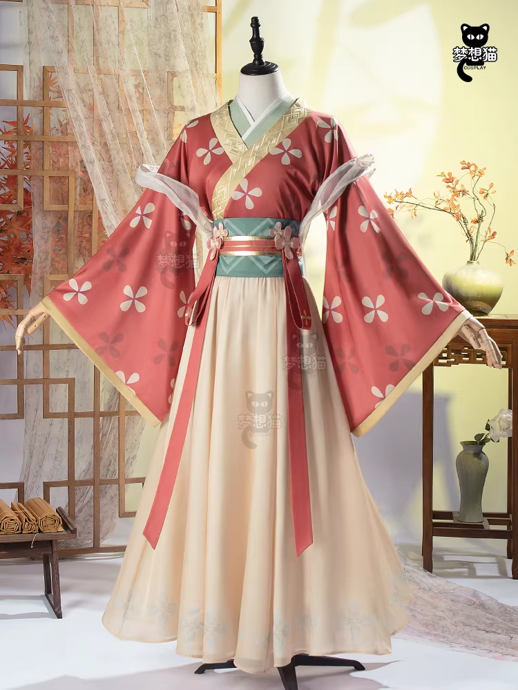 Ancient Chinese Dynasty Mobile Game Ashes of the Kingdom Male Female Cosplay Hanfu Full Set with Accessories and Hair Piece Outfit