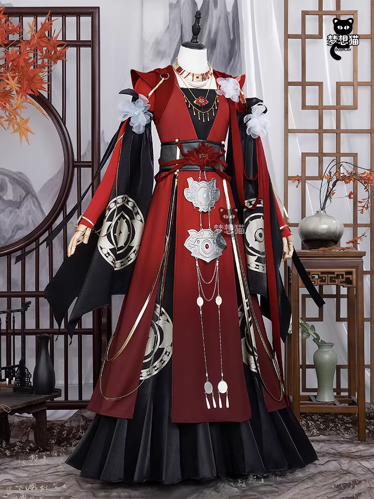 Ancient Chinese Dynasty Mobile Game Ashes of the Kingdom Male Female Cosplay Hanfu Full Set with Accessories and Hair Piece Outfit