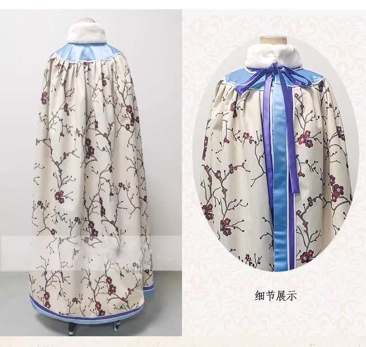 Qing Dynasty Empress Princess Winter Thick Fur Cloak with Delicate Embroidery Mum-Daughter Photography Costume Hanfu Size can be Customized for Ancient Chinese Qing Dynasty Palace Photo