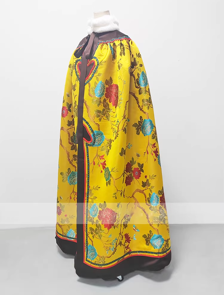 Qing Dynasty Empress Princess Winter Thick Fur Cloak with Delicate Embroidery Mum-Daughter Photography Costume Hanfu Size can be Customized for Ancient Chinese Qing Dynasty Palace Photo