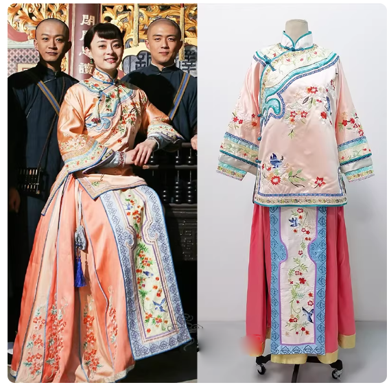 Late Qing Dynasty Hot Drama Nothing Gold Can Stay by Actress Sun Li Actor Chen Xiao Great Business Woman Zhou Ying's Business Running Story Late Qing Folk Citizens Daily Wear Delicate Embroidery Miss Mrs Dress Performance Outfit