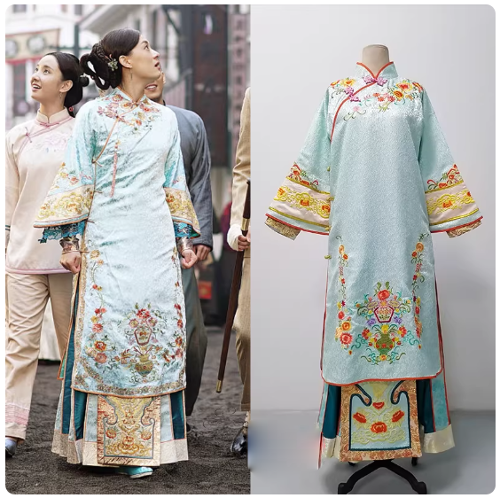 Late Qing Dynasty Hot Drama Nothing Gold Can Stay by Actress Sun Li Actor Chen Xiao Great Business Woman Zhou Ying's Business Running Story Late Qing Folk Citizens Daily Wear Delicate Embroidery Miss Mrs Dress Performance Outfit