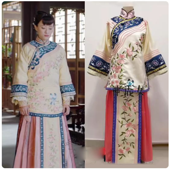 Late Qing Dynasty Hot Drama Nothing Gold Can Stay by Actress Sun Li Actor Chen Xiao Great Business Woman Zhou Ying's Business Running Story Late Qing Folk Citizens Daily Wear Delicate Embroidery Miss Mrs Dress Performance Outfit