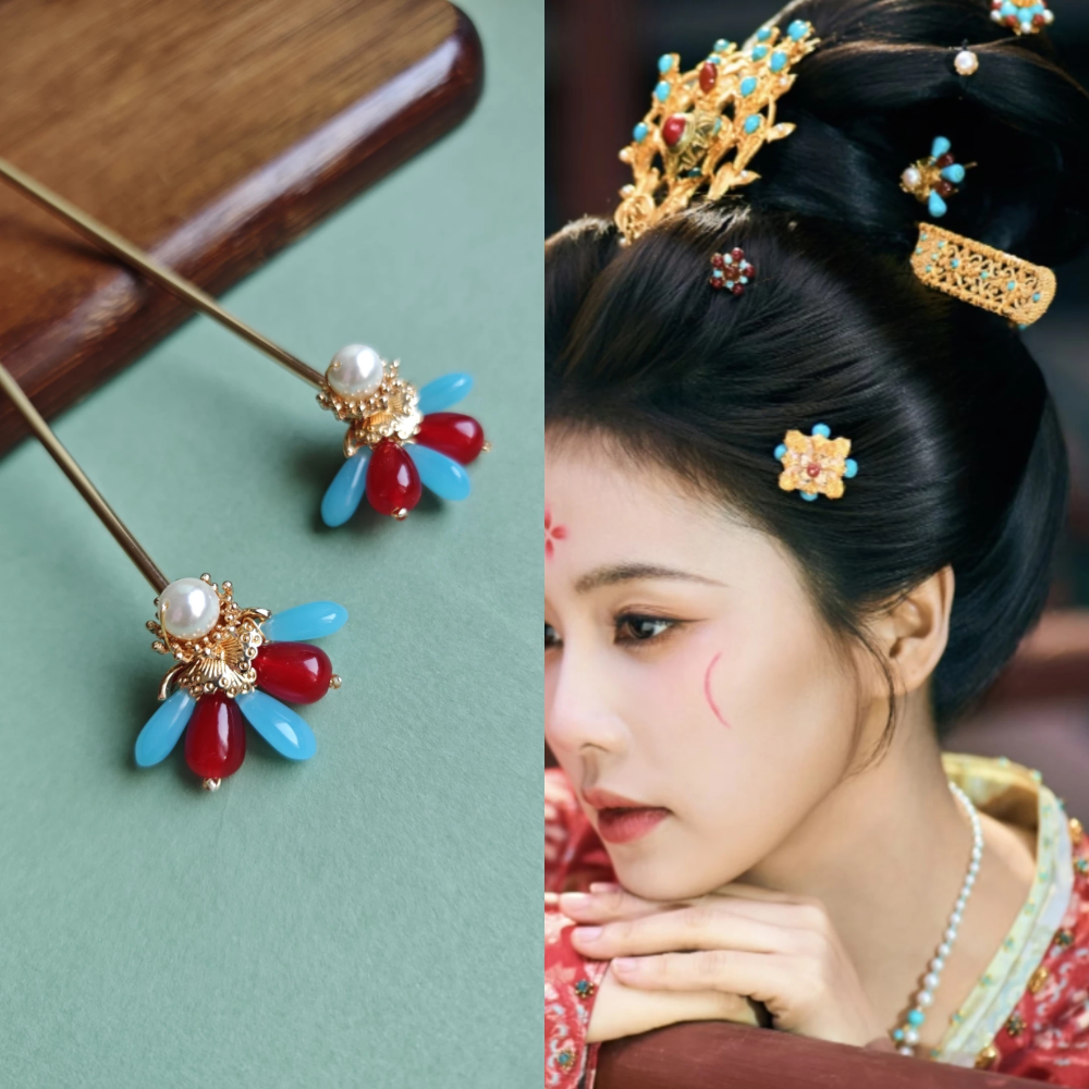 New Drama Unveil: Jadewind Drama Costume Tang Dynasty Princess Costume Delicate Embroidery and Print Hanfu Ru Qun Actress BaiLu Li PeiYi Same Design Costume and Hair Jewelry Necklace Hair Tiara Hair Sticks