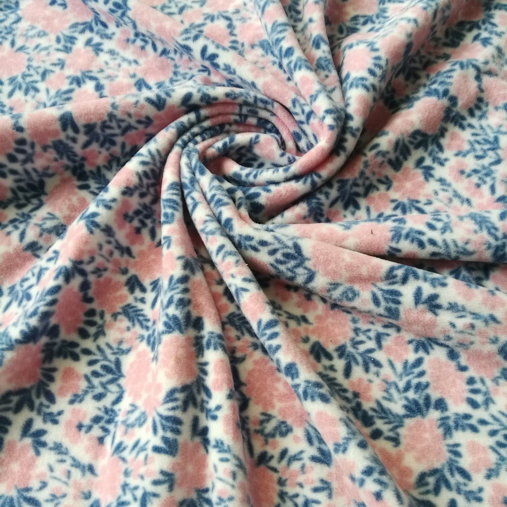 Polyester Polar Fleece Fabric Wholesale Printed Double Side Brushed Micro Polar Fleece for Linen