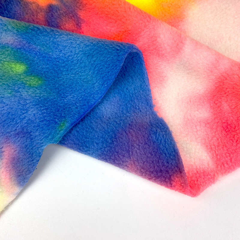 Multi Color Printed Polar Fleece Fabric 300GSM Double Brushed Single Napped