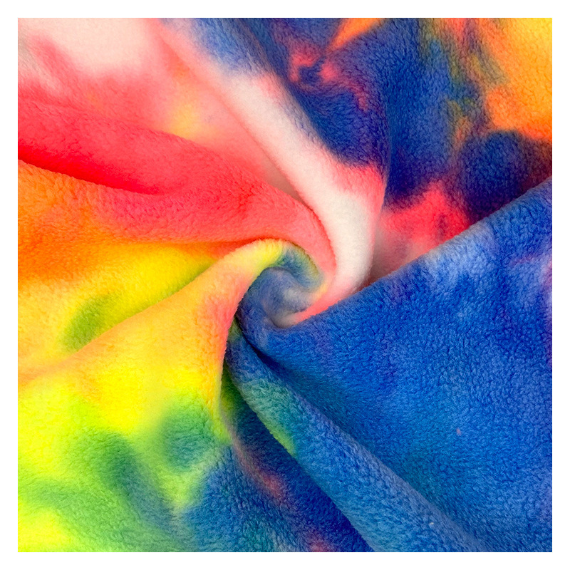 Multi Color Printed Polar Fleece Fabric 300GSM Double Brushed Single Napped