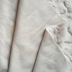 Embossed Faux Rabbit Fur Fabric Love Rose Pattern 300gsm Super Soft  For Cloth and Beddings