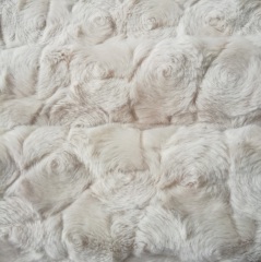 Embossed Faux Rabbit Fur Fabric Love Rose Pattern 300gsm Super Soft  For Cloth and Beddings